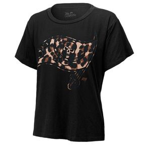 Tampa Bay Buccaneers Majestic Threads Women's Leopard Logo T-Shirt - Black